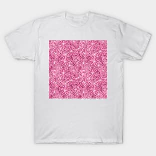 Pointed Flowers Pattern - Pink & White T-Shirt